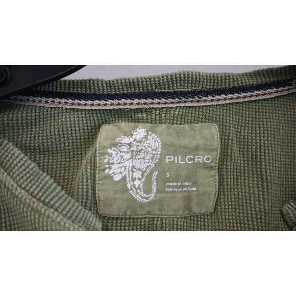 Pilcro Anthropologie Women's Sz S Moss Green Thermal Waffle Henley L/S Shirt $70 - Picture 3 of 7